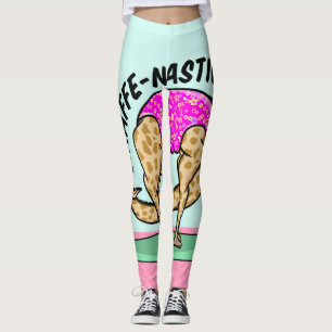 Funny cartoon yoga gymnastics giraffe leggings