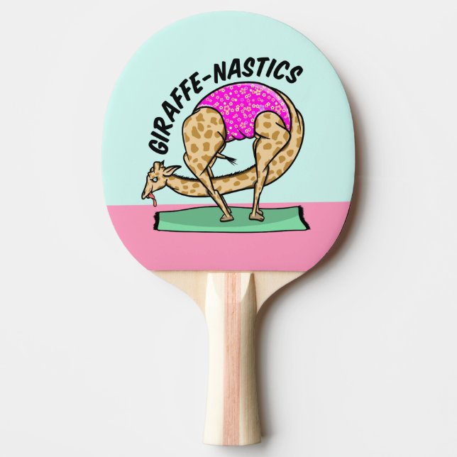 Funny cartoon yoga gymnastics giraffe ping pong paddle (Front)