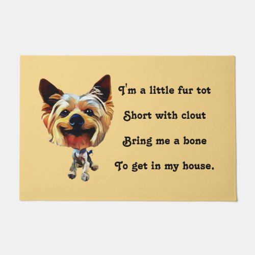 Funny Cartoon Yorkshire Terrier Doormat