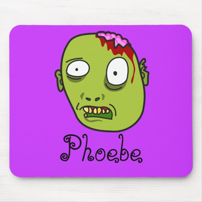 Funny Cartoon Zombie Face Personalized Name Gift Mouse Pads