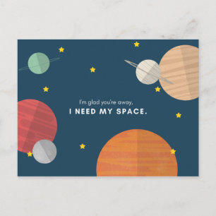 Funny Cartoony Illustrated Planets Postcard