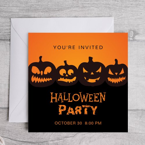 Funny Carved Halloween Pumpkin Quartet Invitation