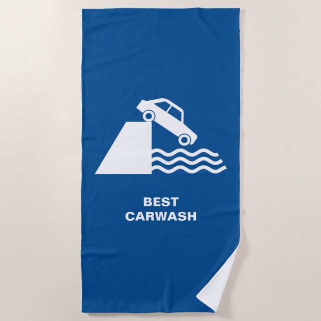 Funny Carwash Sign Beach Towel (Front)