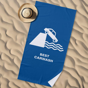 Funny Carwash Sign Beach Towel