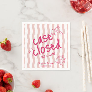 Funny Case Closed Pink Wavy Stripes Lawyer Grad Napkins