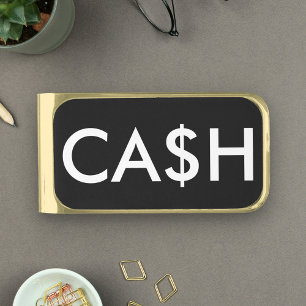 Funny Cash Dollar Sign Gold Finish Money Clip