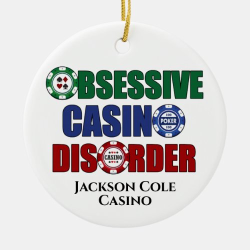 Funny Casino Addict Custom Christmas Ceramic Ornament