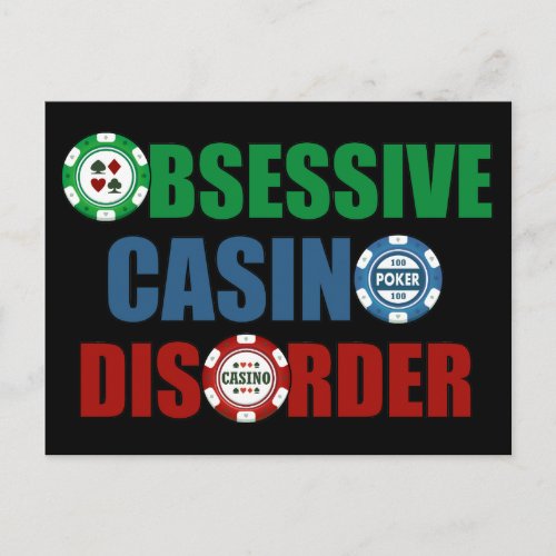 Funny Casino Addict Gambling Poker Chips Postcard