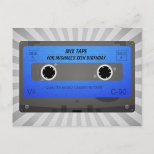 Funny Cassette Tape Birthday Invitation Postcard