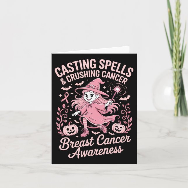 Funny Casting Spells And Crushing Cancer Witch Hal Card (Front)