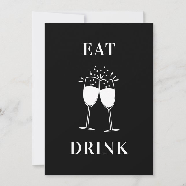 Funny Casual Eat Drink Be Married Wedding Invitation (Front)