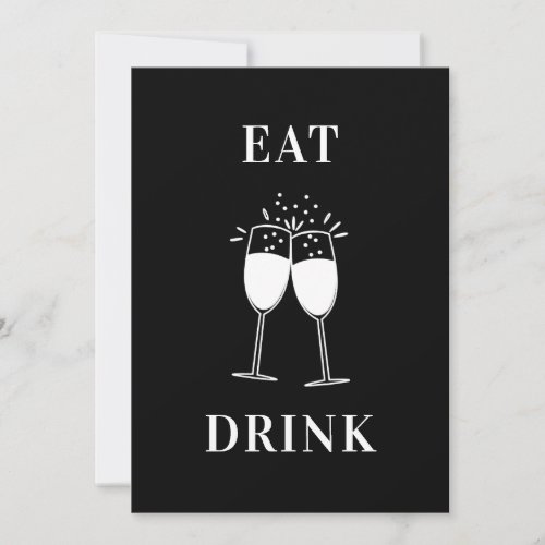 Funny Casual Eat Drink Be Married Wedding Invitation