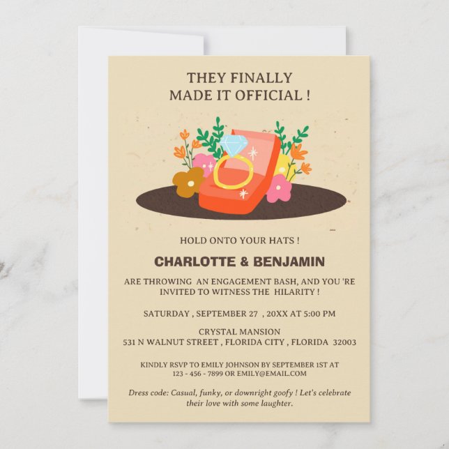  Funny Casual  Engagement Party Invitation (Front)