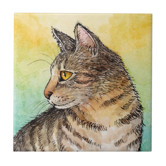 Funny Cat 645 Ceramic Tile (Front)