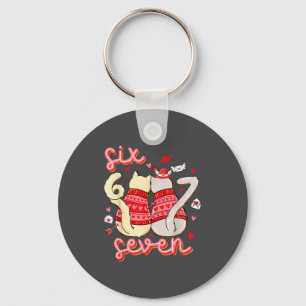Funny Cat 67 Meme Six Seven Gen Alpha Slang Kids V Keychain