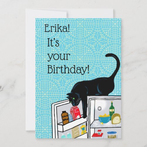 Funny Cat 9 Lives Personalized Birthday  Card