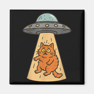 Funny Cat Alien Abduction Ufo Spaceship Kitty Sci Magnet