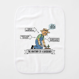 Funny Cat Anatomy of a Gardener   Cute Pet Lover   Baby Burp Cloth