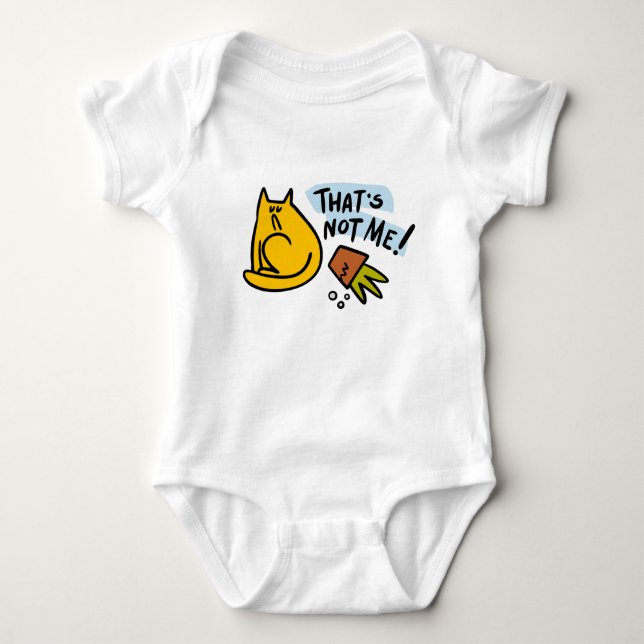 Funny cat and an overturned flower pot baby bodysuit (Front)