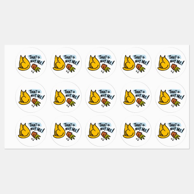 Funny cat and an overturned flower pot labels (Sheet)