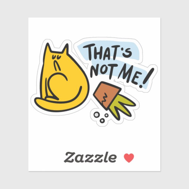 Funny cat and an overturned flower pot sticker (Sheet)