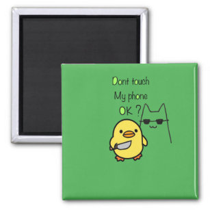 funny cat and chicken magnet