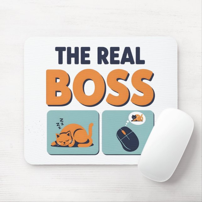 Funny Cat and Computer Mouse Humor Office Pad (With Mouse)