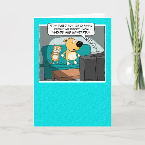Funny Cat and Dog on Couch Birthday Card
