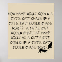 Funny Cat and Dog Tongue Twister Poster
