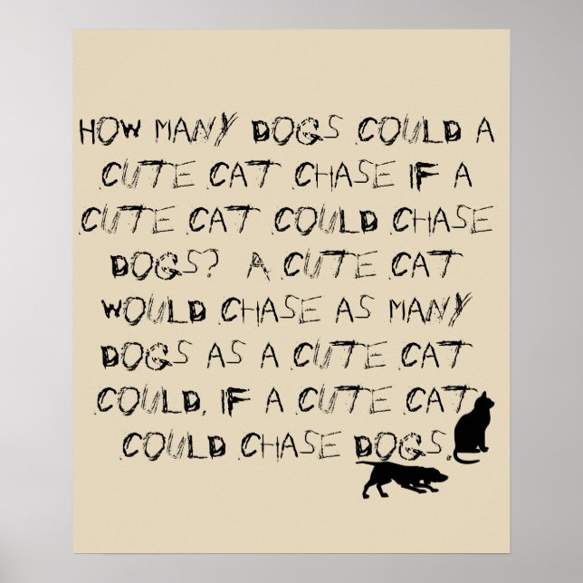 Funny Cat and Dog Tongue Twister Poster (Front)