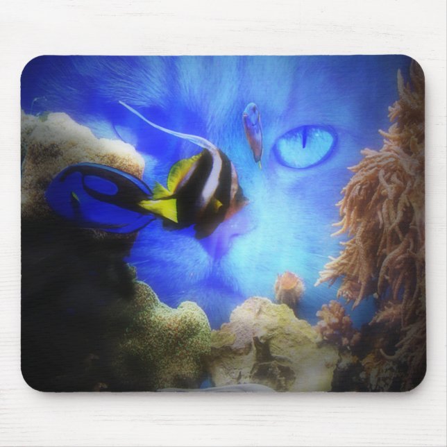 Funny Cat and Fish Mousepad (Front)