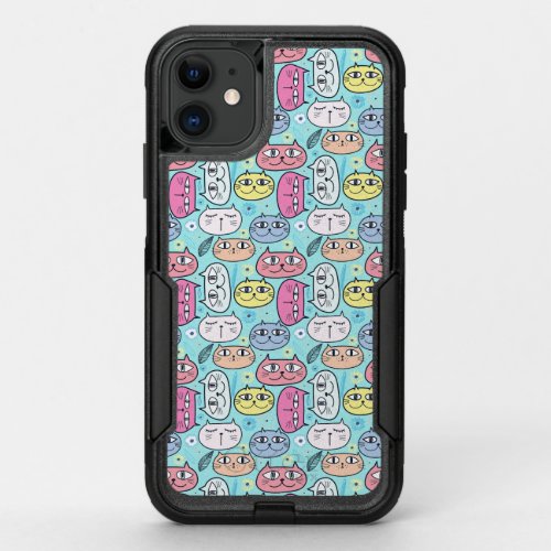 Funny Cat and Kitten Faces Blue    OtterBox Commuter iPhone 11 Case