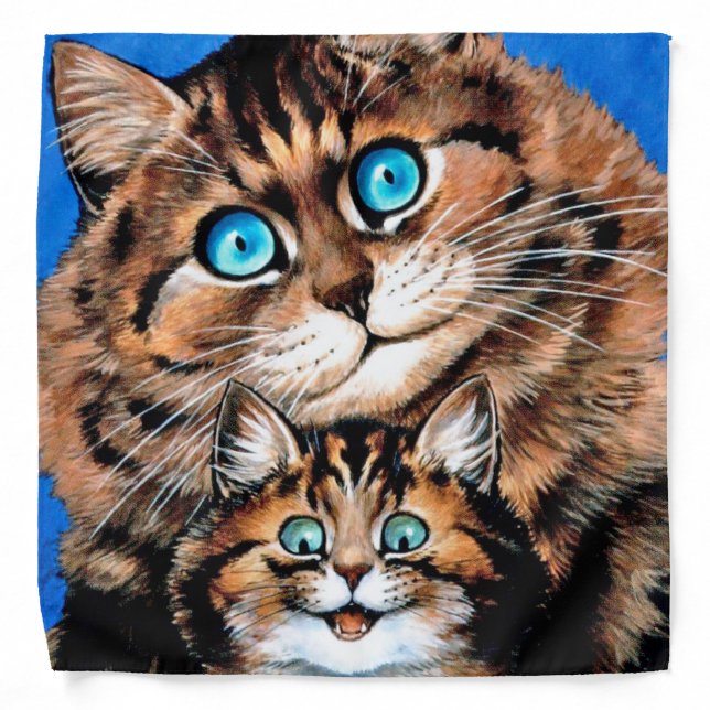Funny Cat and Kitten, Louis Wain Bandana (Front)