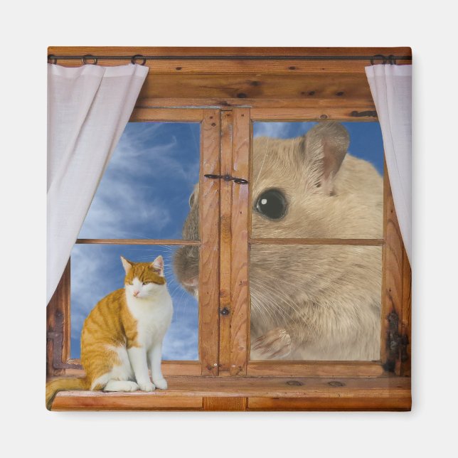Funny Cat and Mouse Magnet (Front)