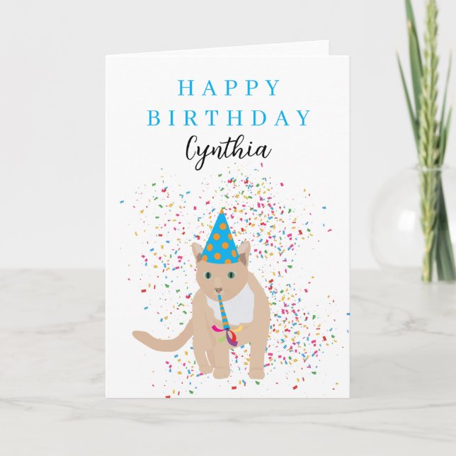 Funny Cat Animals Having a Party Birthday Card (Front)