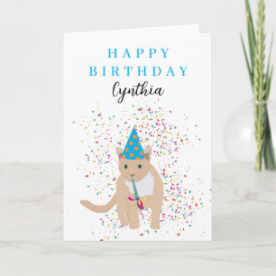 Funny Cat Animals Having a Party Birthday Card