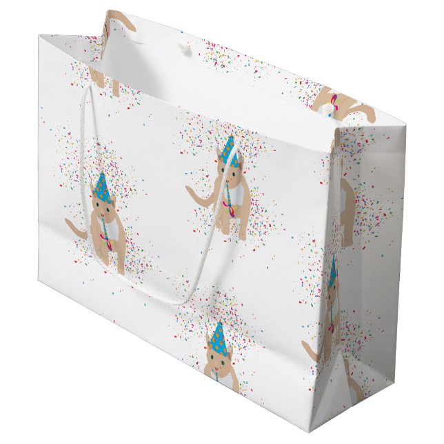 Funny Cat Animals Having a Party  Large Gift Bag (Front Angled)