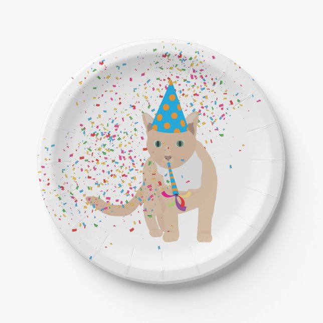 Funny Cat Animals Having a Party Paper Plates (Front)