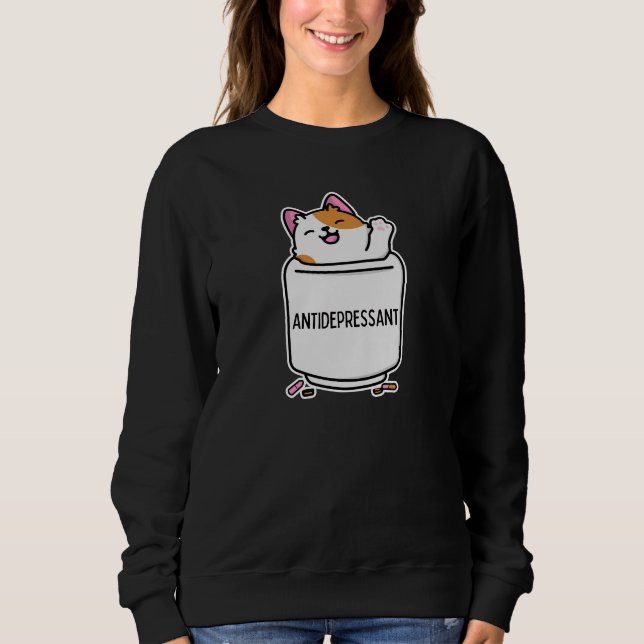 Funny Cat Antidepressant Med Box  Sweatshirt (Front)