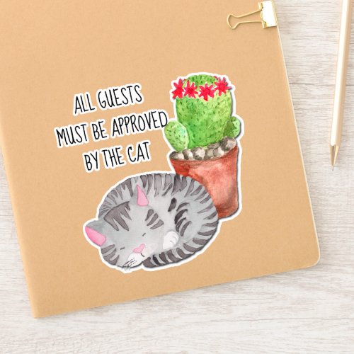 Funny Cat Approving Guests Contour Sticker