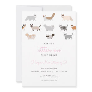 Funny Cat Are You Kitten Me Birthday Invitation