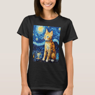Funny cat art painting Cat Lover Starry Night Cat  T-Shirt