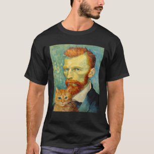 Funny cat art painting Cat Lover Starry Night Cat T-Shirt