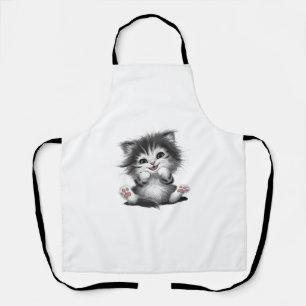funny cat art print apron