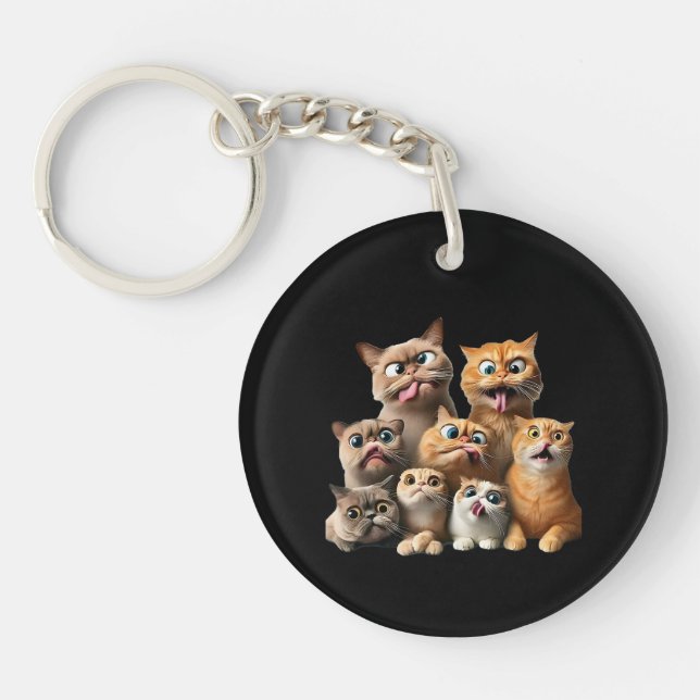 funny cat art print keychain (Front)