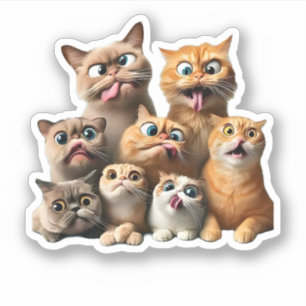 funny cat art print sticker