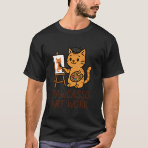 Funny Cat Artist Drawing Painter Art Teacher Pun P T-Shirt