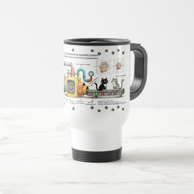 Funny Cat Assembly Machine Travel Mug (Front Right)