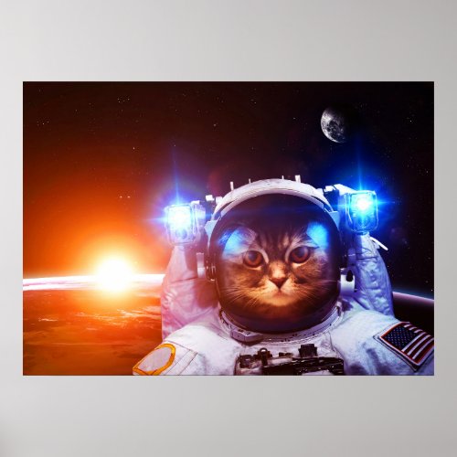 Funny Cat Astronaut Poster