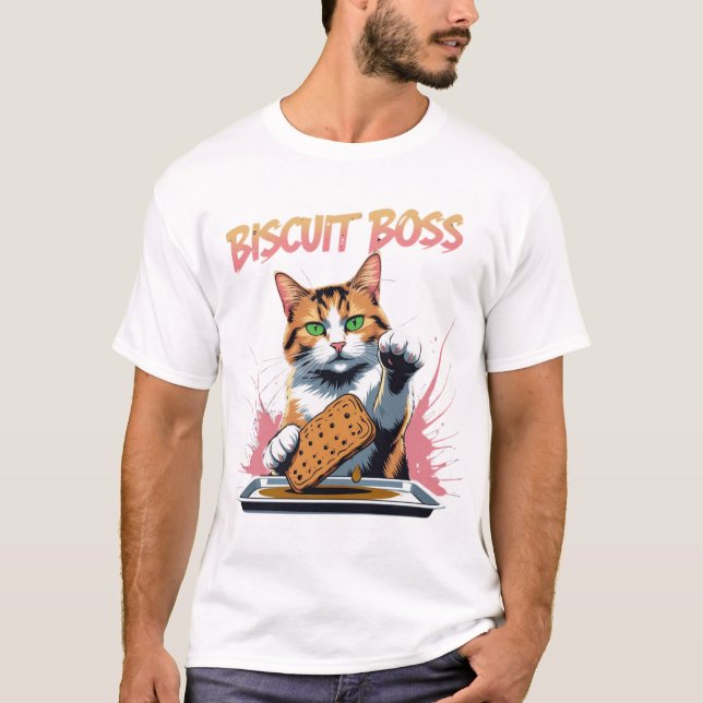 Funny Cat Bakery Biscuit Boss T-Shirt (Front)